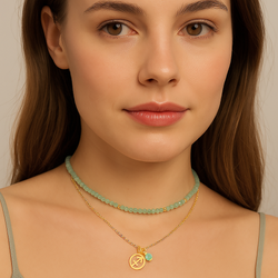 Naszyjnik naturalny AWENTURYN - srebro 925 złocone