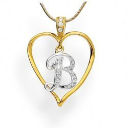 Zawieszka - literka w sercu - B - Srebro pr. 925