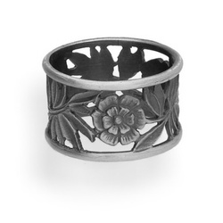 Srebrny pierścionek obrączka - Kwiaty srebro p.925