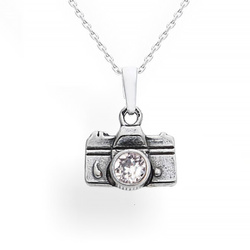 Srebrny naszyjnik APARAT FOTO SWAROVSKI - kolory
