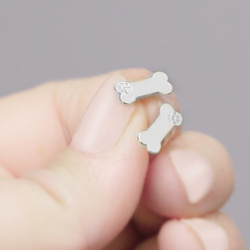 SZT-734  Kolczyki sztyfty 9mm KOŚĆ PIES SREBRO