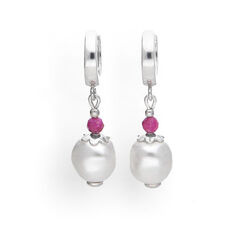 Srebrne kolczyki naturalny RUBIN perła SWAROVSKI