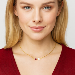 Naszyjnik naturelny PERŁA RUBIN -  srebro p 925