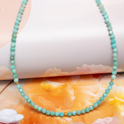 Naszyjnik naturalny AMAZONIT - srebro 925 złocone