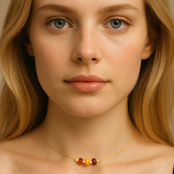 Naszyjnik naturelny BURSZTYN PERŁY -  srebro p 925