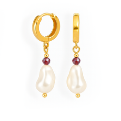 Kolczyki GRANATY PERŁY SWAROVSKI -  srebro p 925