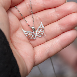 Srebrny naszyjnik SKRZYDŁA CYRKONIE - srebro p 925