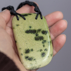 Naszyjnik DUŻY JASPIS  NA SZNURKU - SREBRO p.925