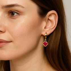 Kolczyki naturelny RUBIN AMULET -  srebro p 925 