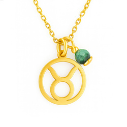 Naszyjnik ZNAK ZODIAKU BYK MALACHIT - SREBRO p 925