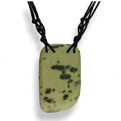 Naszyjnik DUŻY JASPIS NA SZNURKU - SREBRO p.925