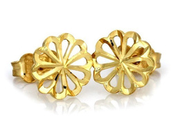 Złote kolczyki sztyfty - KWIATY - ZŁOTO pr. 333