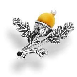 Srebrna broszka ŻOŁĄDŹ DĄB LIŚĆ - SREBRO pr. 925
