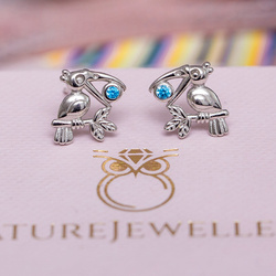 Srebrne kolczyki sztyfty PTAK PTASZKI - SREBRO 925