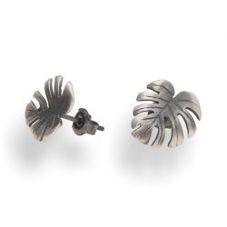 Srebrne kolczyki sztyfty  LIŚCIE MONSTERA SREBRO