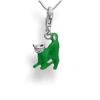 Srebrna zawieszka charms - ZIELONY KOT pr. 925
